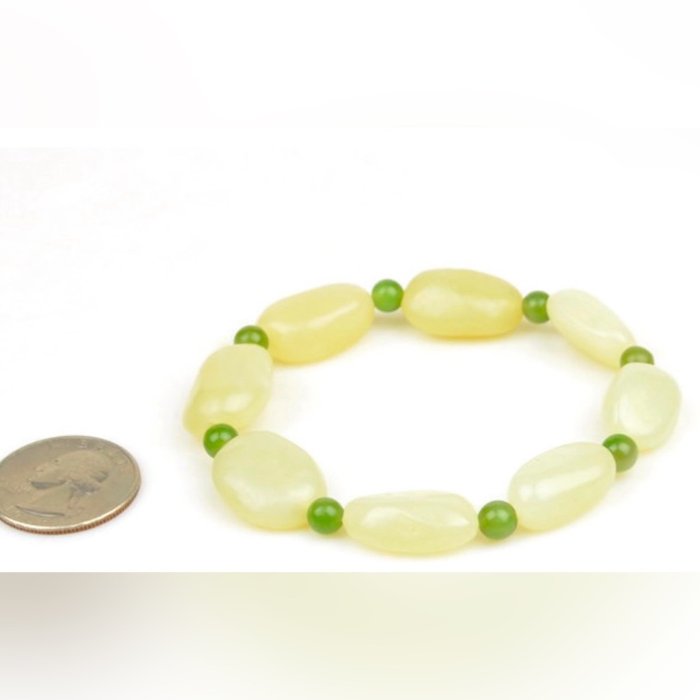 Natural Nephrite Jade Nugget Beads Stretch  Bracelet